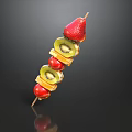 Fresh Fruit Skewer With Strawberry Kiwi Cherry Tomatoes And Lemon Slices On Bamboo Stick