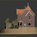 Detached Villa Featuring Orange Roof Brick Exterior Greenery Stone Pathways and Landscaped Garden