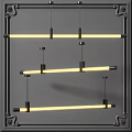 Modern Linear Pendant Light Fixtures With Black Metal Brackets And LED Strip Illumination