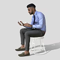 Realistic Characters Modern Characters Men Background Characters Static Characters Sitting Playing Mobile Phone Drinking Coffee 3d model