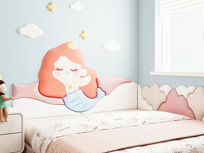 Modern Children's Bed Mermaid Soft Bag 3d model