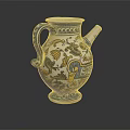 Decorative Ceramic Pitcher With Colorful Floral And Geometric Patterns For Home Use 3d model