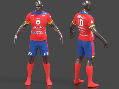 Red Blue Soccer Jersey With Sponsor Logos Number 10 And Name Print Design 3d model