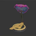 Metallic Decorative Object With Diamond Shaped Grid Top And Golden Logo Base