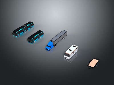 Bus Large Bus CMB Medium Van Large Van Bus School Bus Van Box Car 3d model