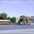 Gaoping City Electric Power Engineering Company Entrance Gate With Night City Background And Guardhouse Lighting