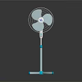 Modern Pedestal Air Cooler Fan With Blue Stand Transparent Blades And Brand Logo