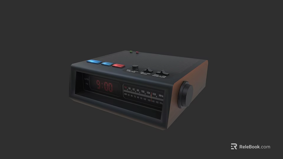 Retro Digital Device With LED Display Time 900 Control Buttons And Adjustment Knob 3d model 