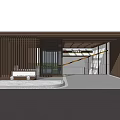 Modern Entrance Gate Design With Wooden Slats Glass Door And White Wall