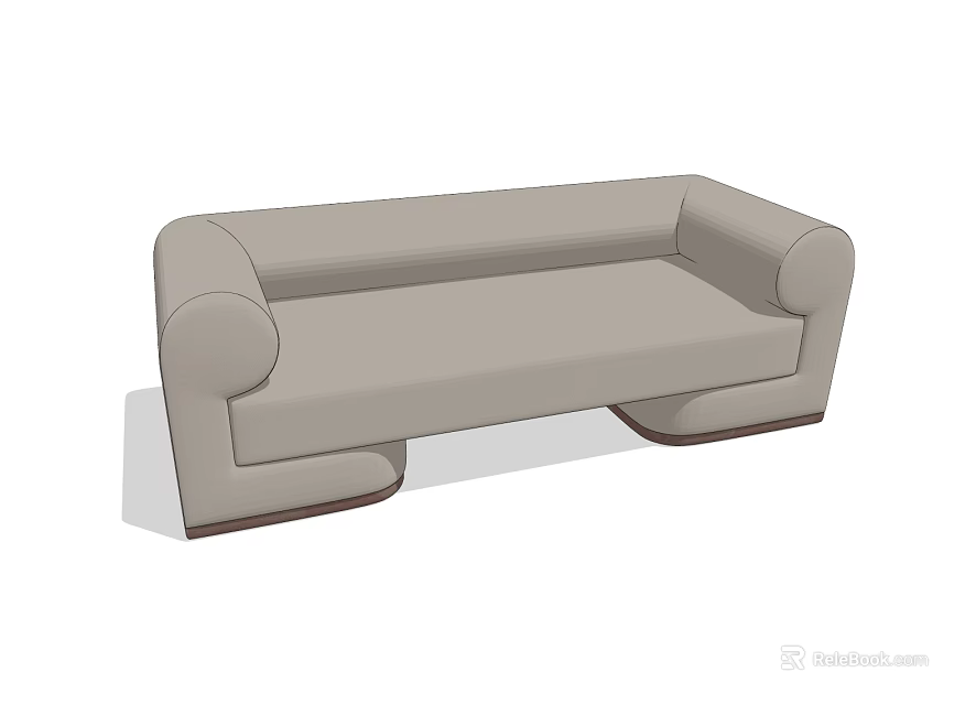 Light Gray Modern Sectional Sofa With Sleek Armrests Dark Wooden Base And Upholstered Design 3d model 