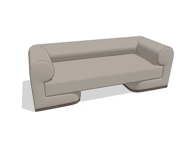 Light Gray Modern Sectional Sofa With Sleek Armrests Dark Wooden Base And Upholstered Design 3d model