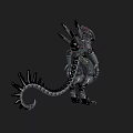 Futuristic Robotic Creature With Metallic Armor Spiked Tail And Sharp Limbs 3d model