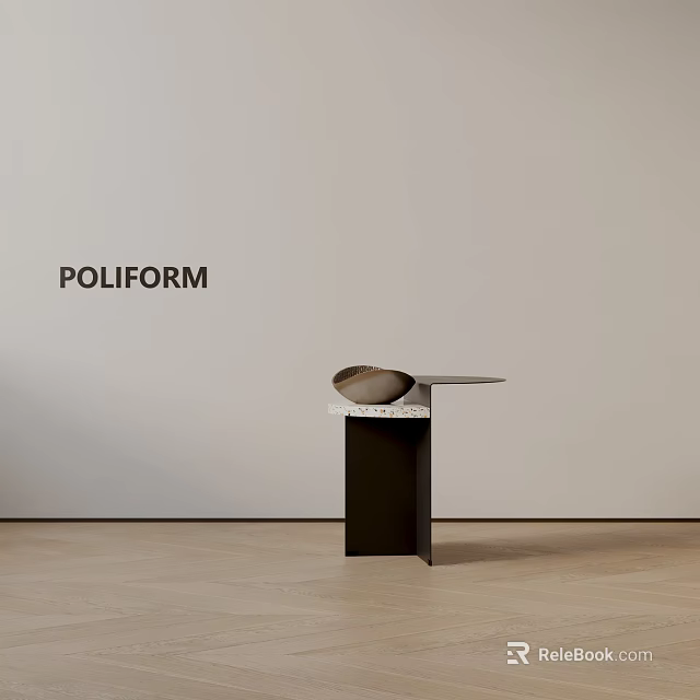 POLIFORM Modern Side Table With Marble Top And Black Metal Base 3d model