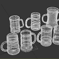Wooden Mugs Collection With Metal Accents and Orange Beverage
