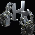 Intelligent Machine Featuring Robotic Arms Precision Metal Components and Mechanical Joints