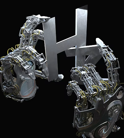 Intelligent Machine Featuring Robotic Arms Precision Metal Components and Mechanical Joints 3d model