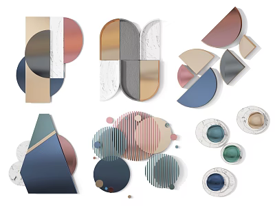 Modern Geometric Wall Decor with Colorful Shapes and Abstract Patterns 3d model