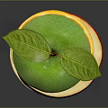 Fresh Green Apple With Leaf Stacked On Orange And Red Fruit Slices