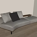 Modern Light Gray Loveseat With Soft Cushions Black Pillow And Side Table On Wood Floor