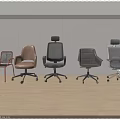 Modern Office Chairs in Various Colors and Styles with Light Colored Walls and Wooden Floor