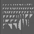 White Corner Lines Arranged In Multiple Rows On Gray Background With Various Angles And Shadows 3d model
