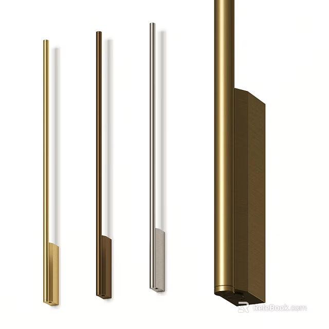 Modern Wall Sconces With Sleek Linear Design Brass And Stainless Steel For Interior Lighting 3d model 