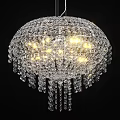 Elegant Sparkling Crystal Chandelier Featuring Hanging Crystals And Illuminated Lights