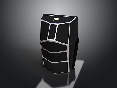 Modern Electronic Speaker With Black Body And Silver Geometric Trim Design 3d model