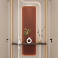 Simple Cream Style Arc Shape Hermes Orange Marble Corridor End View 3d model