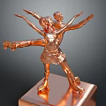 Golden Game Anime Character Figure Skating Statue With Extended Arms And Skates On Square Base
