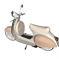 Classic Cream Colored Scooter With Retro Design White Wheels And Comfortable Seat