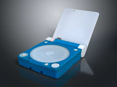 Compact Blue External Computer Optical Drive With White Flip Lid And Disc Tray Buttons 3d model