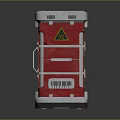 Red Commercial Equipment With Silver Top Sturdy Structure And Warning Sign For Industrial Use
