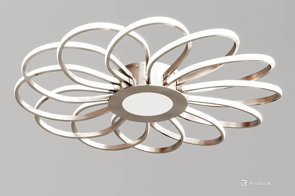 Modern Ceiling Light with Circular Metal Rings Contemporary Design Fixture 3d model