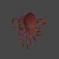 Giant Pinkish Purple Octopus Game Movie Character With Glowing Yellow Eyes And Tentacles With Suckers