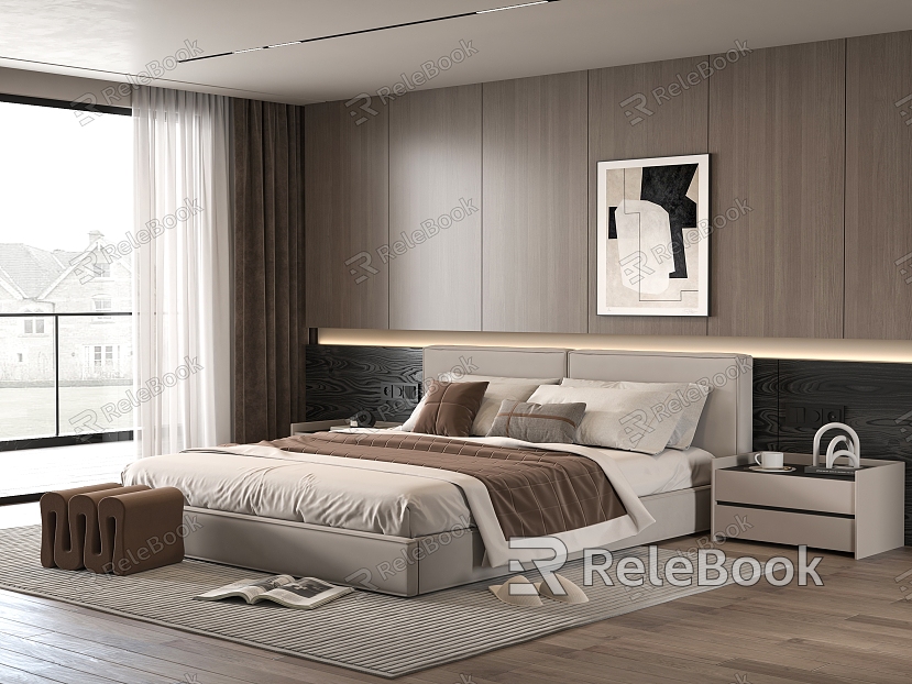 Minotti Double Bed Bedroom Nightstand model