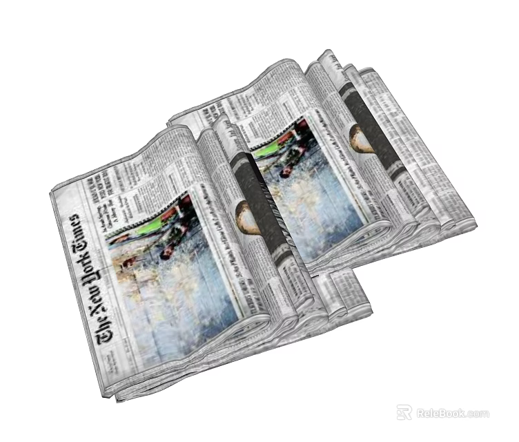 Open Newspapers And Magazines With Visual Images Headlines And Text Content Layout 3d model