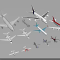 Collection Of Multiple Passenger Airplane Models In Different Colors And Various Types