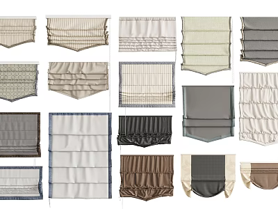 Various Styles Roman Blinds With Different Materials And Color Options For Home Decor 3d model