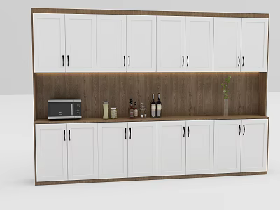 Modern Entryway Cabinet Sideboard Design With White Doors Wooden Countertop And Storage 3d model