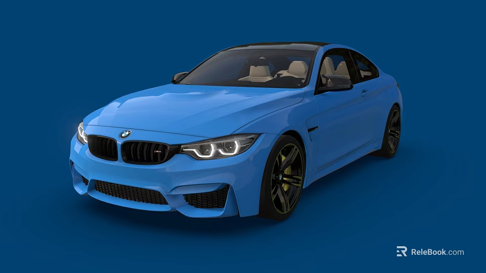 Blue BMW Sports Coupe With Sleek Exterior Design And Black Alloy Wheels 3d model 