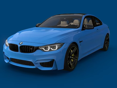 Blue BMW Sports Coupe With Sleek Exterior Design And Black Alloy Wheels 3d model