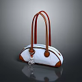 Stylish White Handbag With Brown Handles Textured Surface And Small Charm For Daily Use