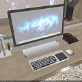 Sleek Modern iMac Desktop Computer with Monitor Keyboard Mouse and Headphones