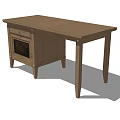Brown Wooden Desk With Drawer And Mesh Door Cabinet Design