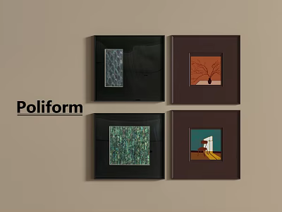 Poliform Black And Brown Wall Frames With Artworks For Interior Decor 3d model