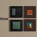 Poliform Black And Brown Wall Frames With Artworks For Interior Decor 3d model