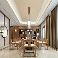 Spacious Conference Room Interior With Long Wooden Table Leather Chairs And Chandelier