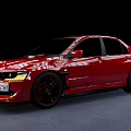 Red Modified Sporty Sedan With Black Wheels Rear Spoiler And Headlights
