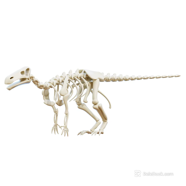 Decorative Ornament Set with White Dinosaur Skeleton Model for Home 3d model